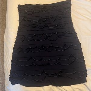 Express Black Strapless Ruched Mini Dress